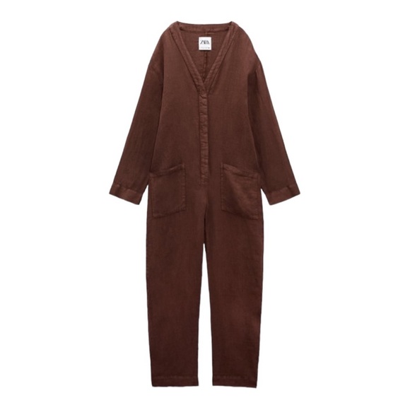 ZARA FULL LENGTH LINEN JUMPSUIT - Picture 2 of 8